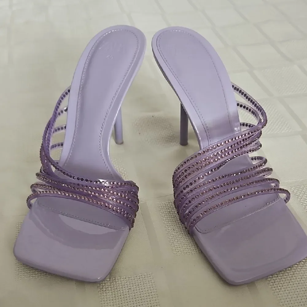Zara Women's Purple Strappy Heels - Picture 14 of 16
